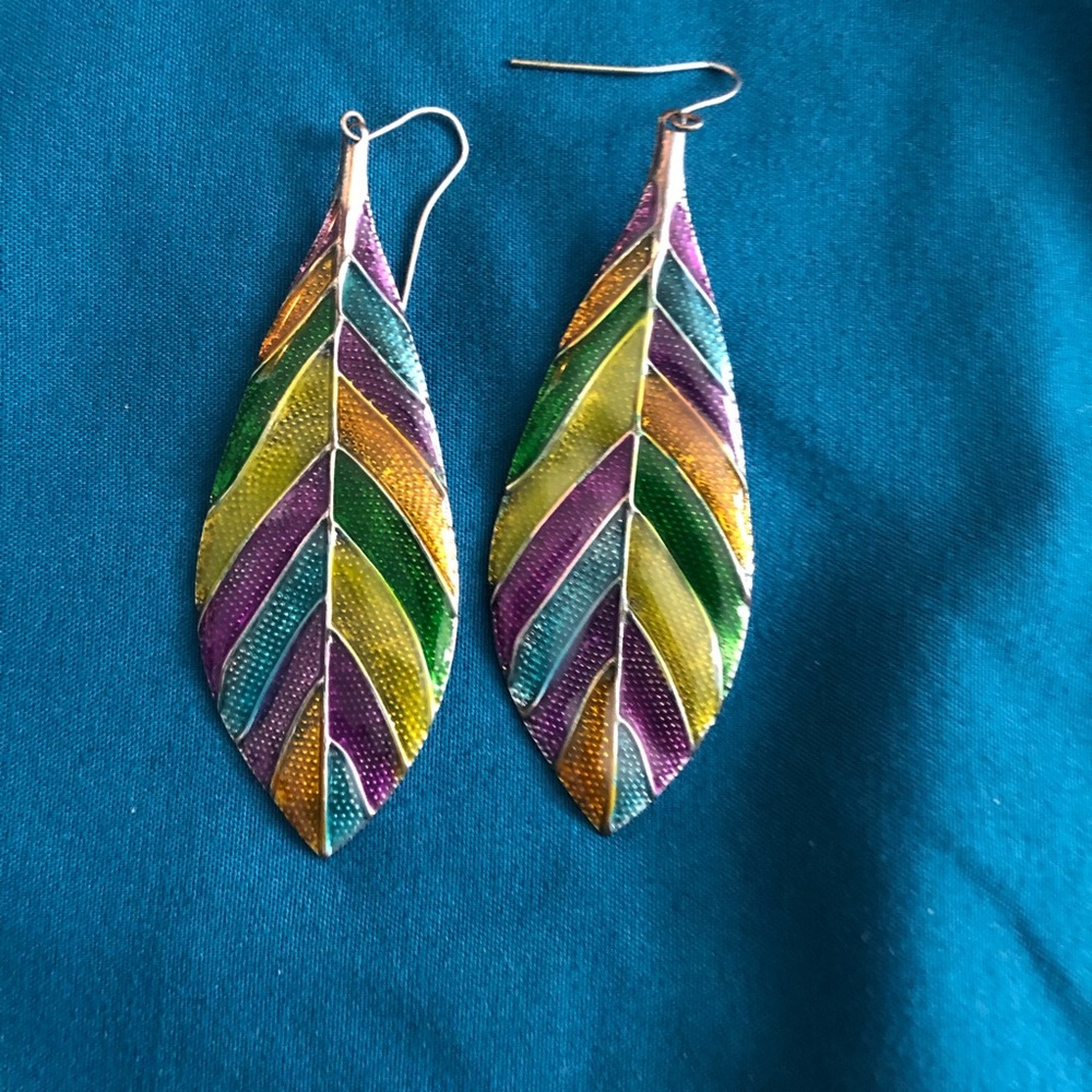 Charming Charlie Colorful Leaf Earrings